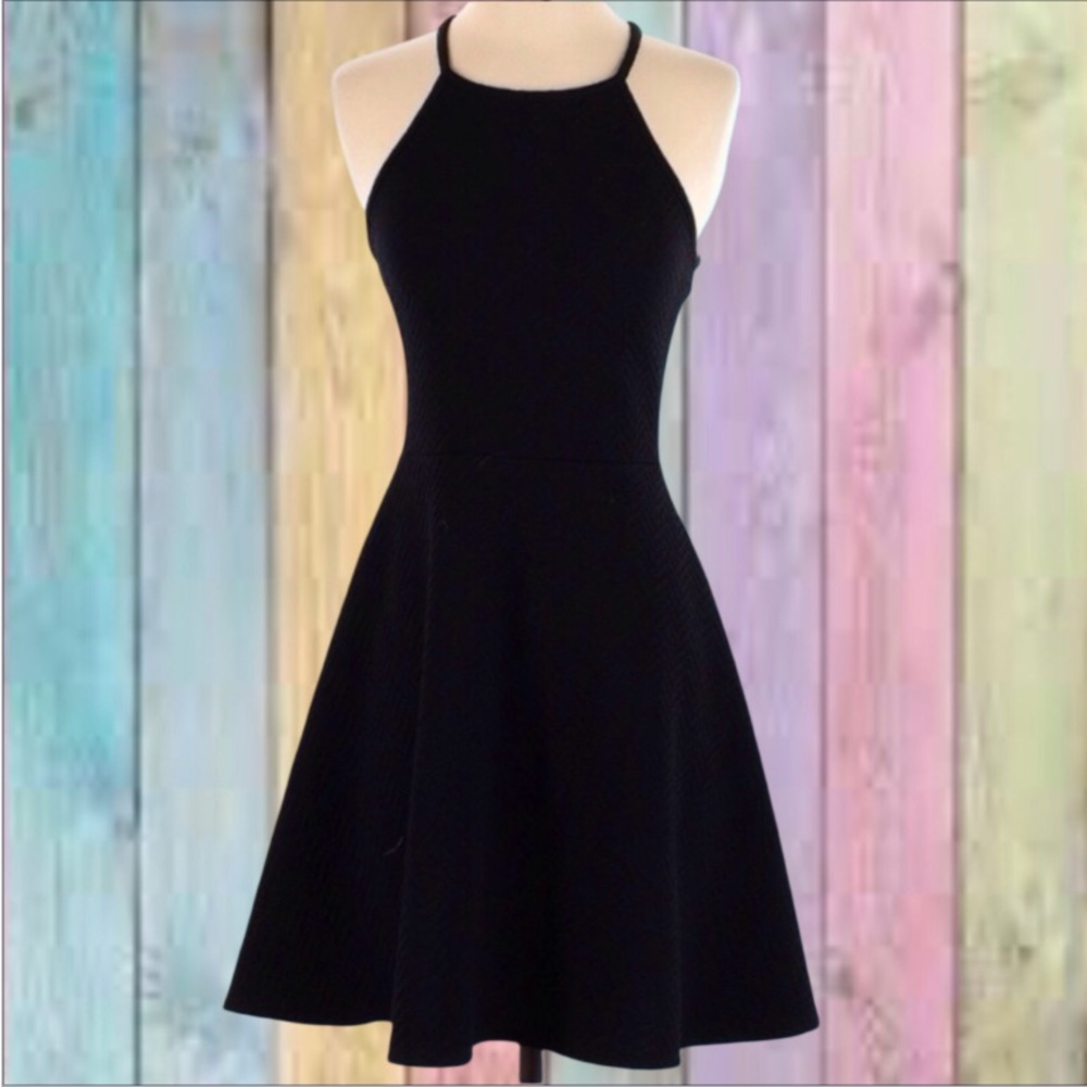 Mossimo Supply Co Black Fit & Flare High Halter Neck Dress